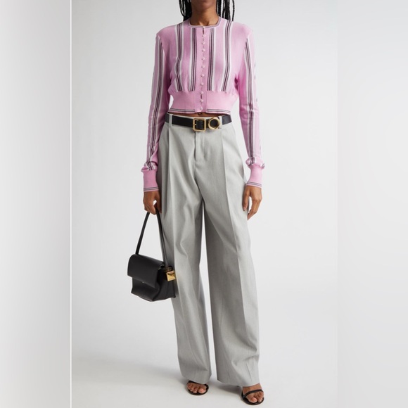 NWT Jacquemus Spiaggia Cropped Wool Cardigan Sweater 40 US8 in Pink Multi - Picture 3 of 17